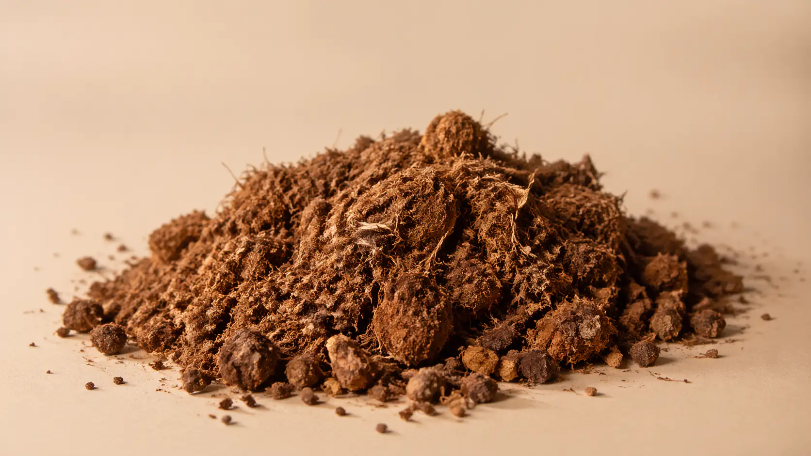 Close-up of coco coir fibers for potting mix