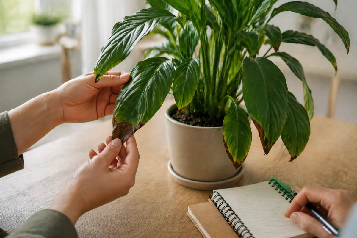 Brown tips on houseplants