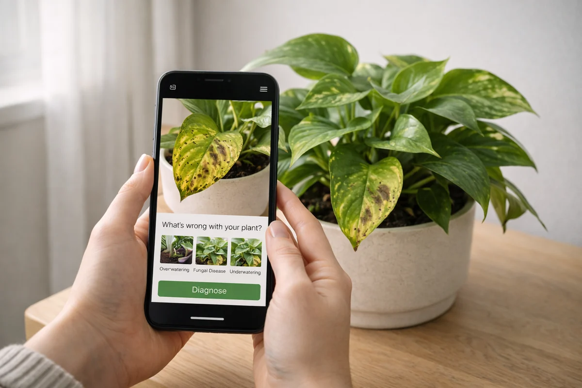 Plant disease identifier app diagnosis workflow