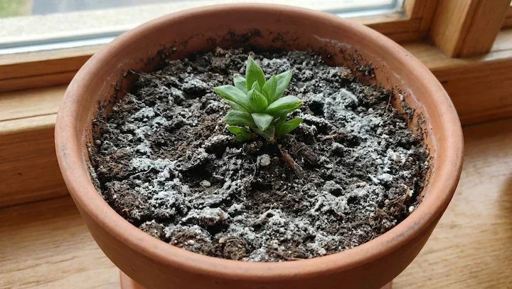 Mold on houseplant soil surface