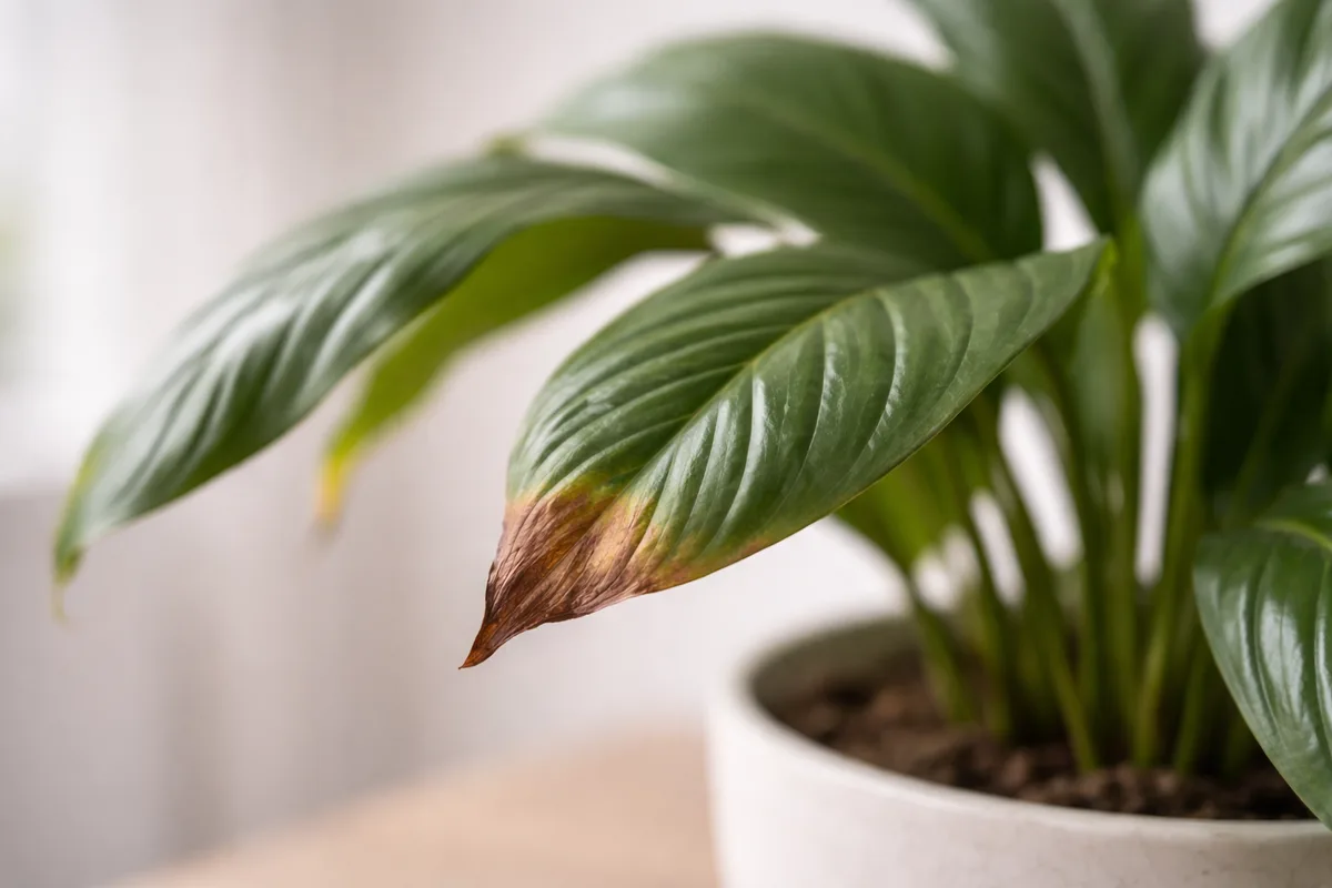 Peace lily brown leaf tips