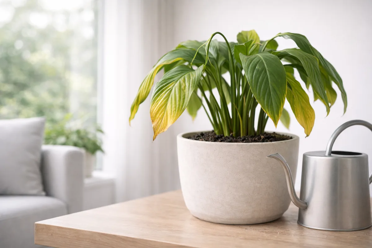 Peace lily overwatering symptoms