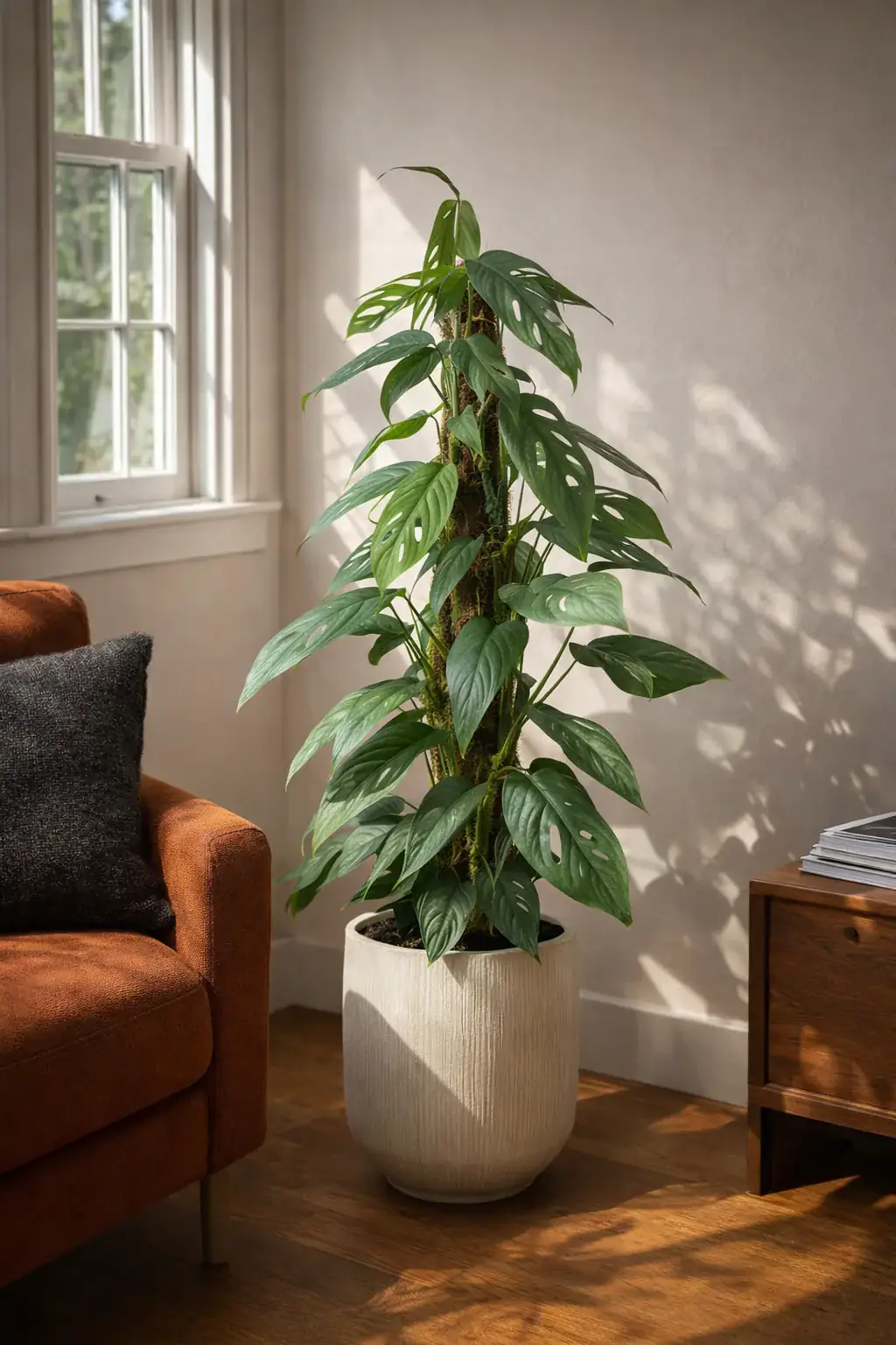 Healthy Baltic Blue Pothos (Epipremnum pinnatum 'Baltic Blue') in bright indirect, also known as Baltic Blue Pothos