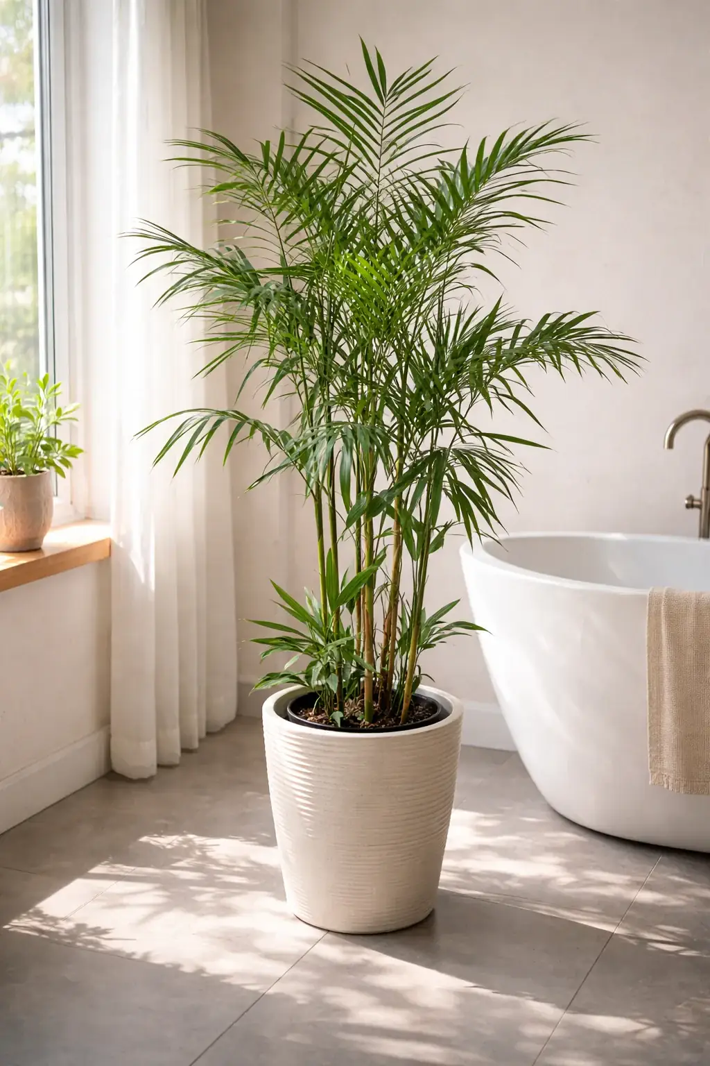 Healthy Bamboo Palm (Chamaedorea seifrizii) in medium, also known as Bamboo Palm