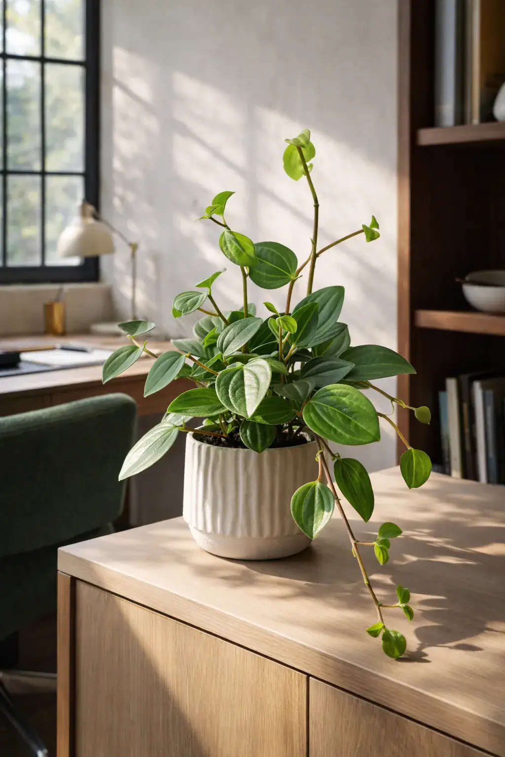 Healthy Beetle Peperomia (Peperomia quadrangularis) in medium, also known as Beetle Peperomia