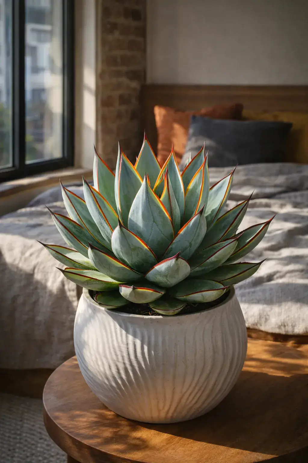 Healthy Blue Glow Agave (Agave 'Blue Glow') in direct, also known as Blue Glow Agave