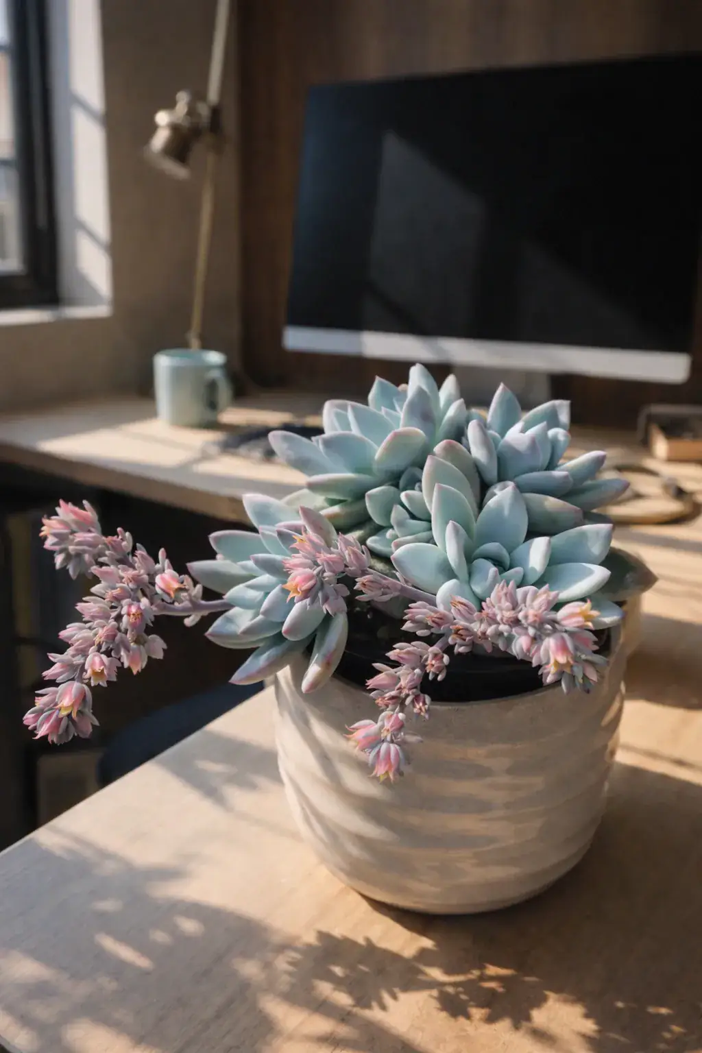 Healthy Blue Pachyveria (Pachyveria 'Powder Puff') in direct, also known as Blue Pachyveria