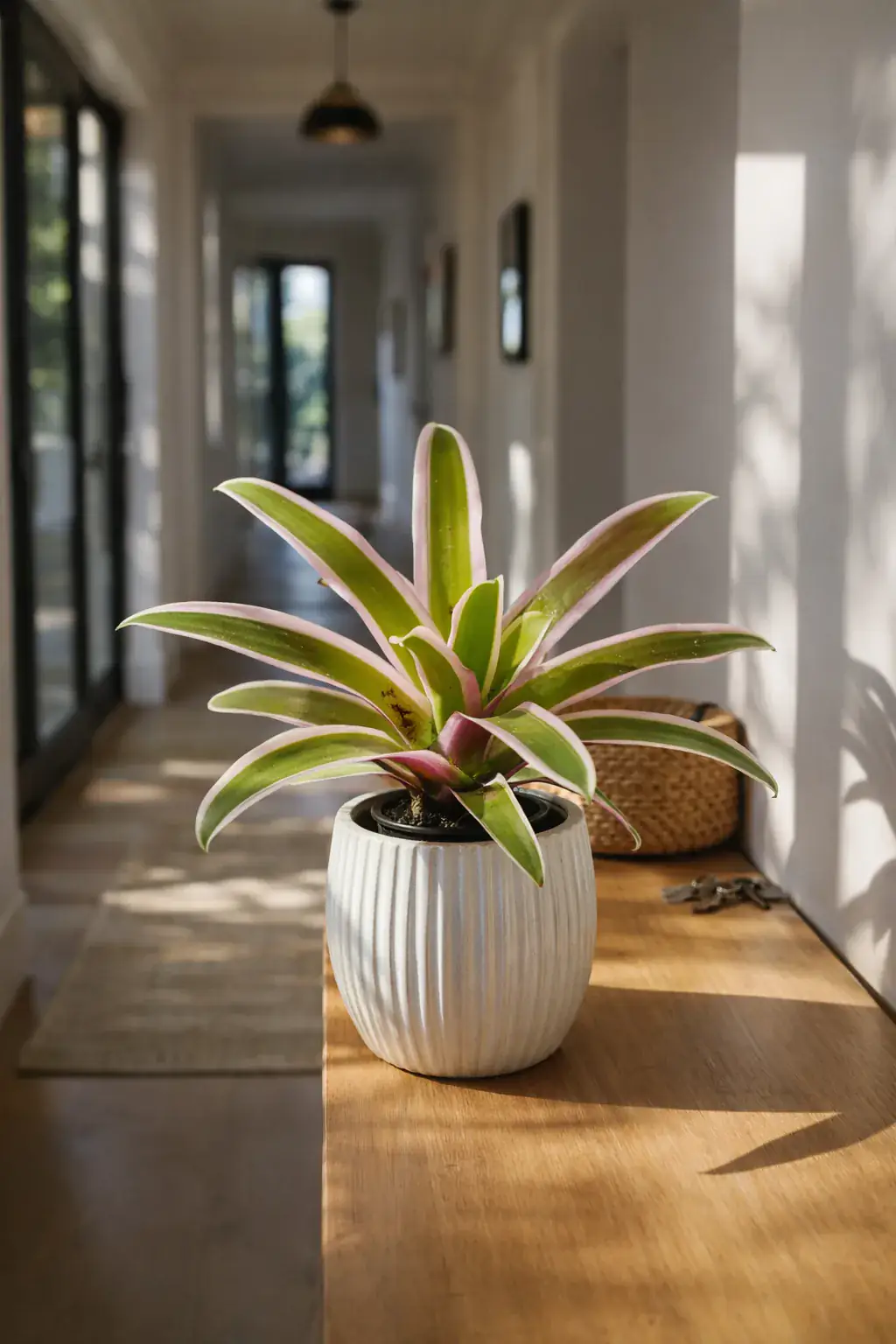 Healthy Blushing Bromeliad (Neoregelia) in bright indirect, also known as Blushing Bromeliad