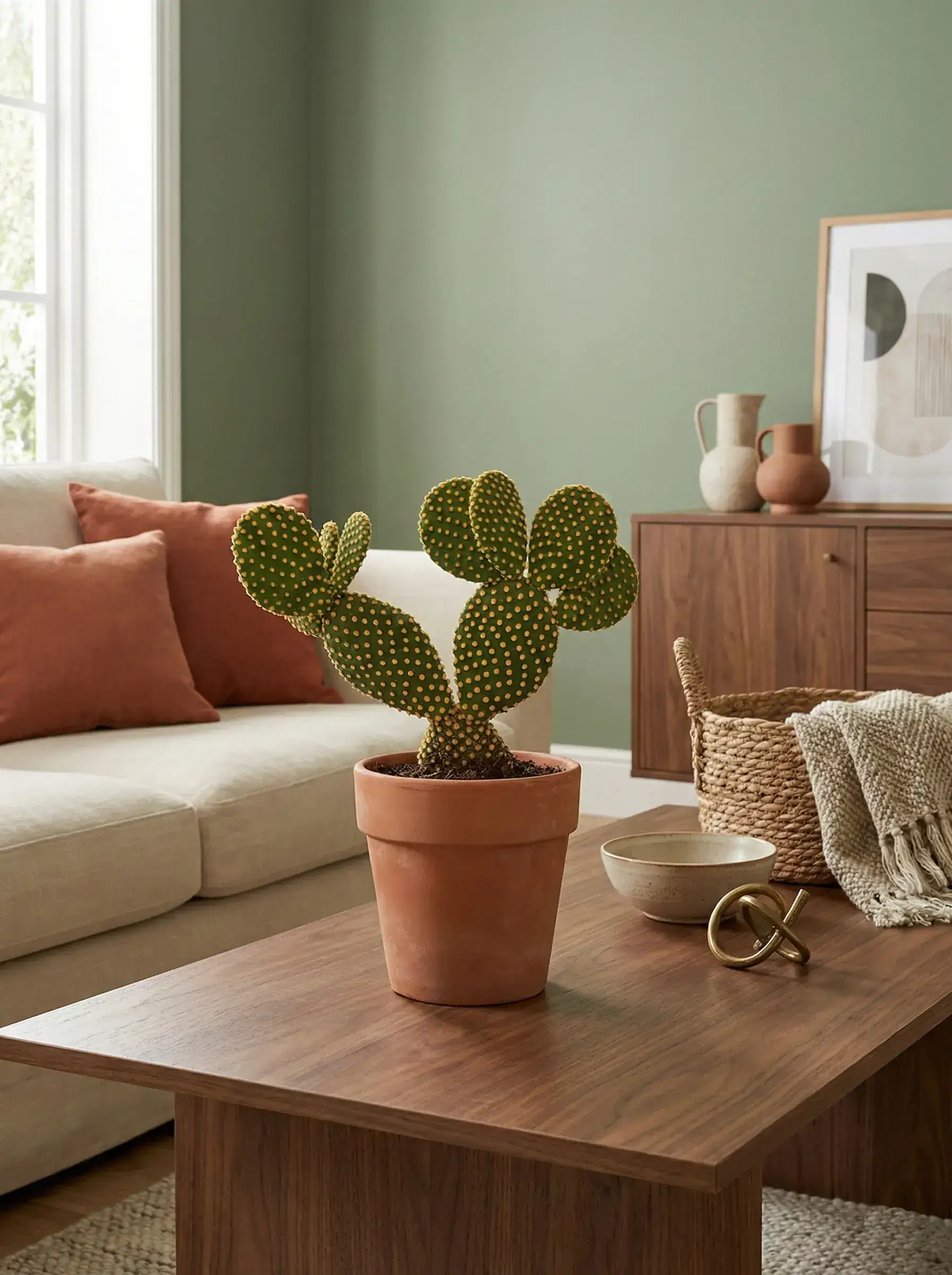 Healthy Bunny Ear Cactus (Opuntia microdasys) in direct, also known as Bunny Ear Cactus