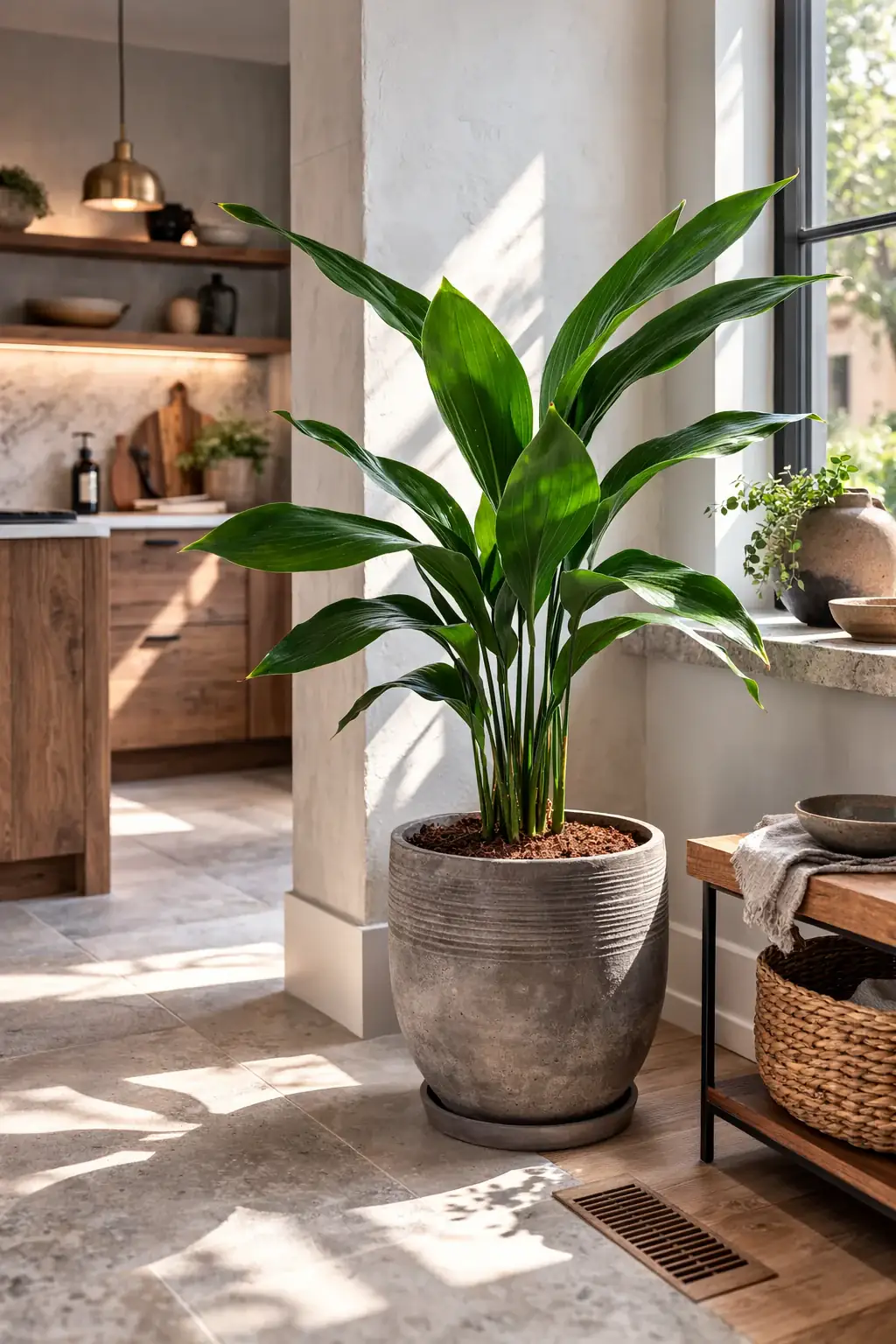 Healthy Cast Iron Plant (Aspidistra elatior) in low, also known as Cast Iron Plant
