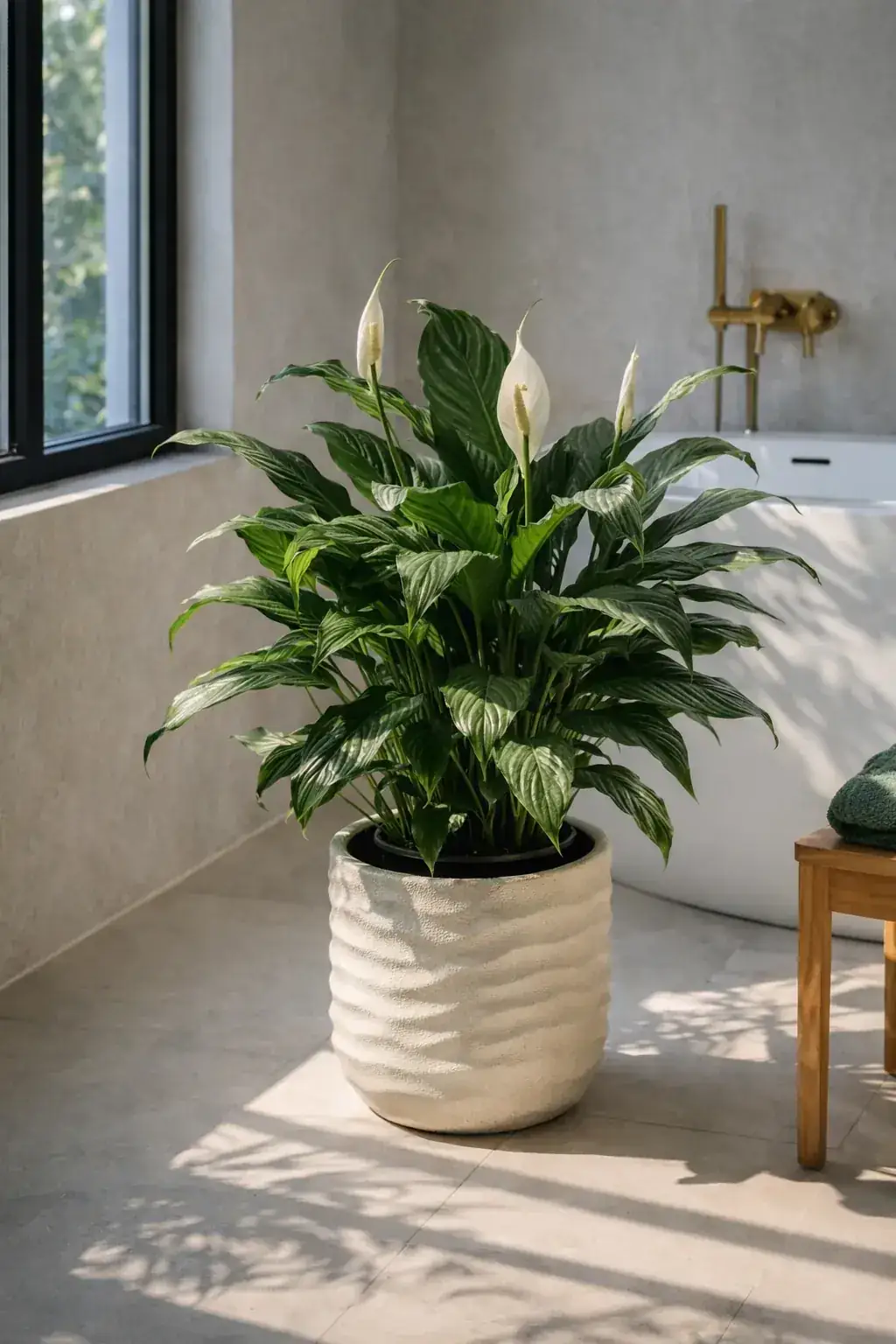 Healthy Clevelandii Peace Lily (Spathiphyllum 'Clevelandii') in medium, also known as Clevelandii Peace Lily
