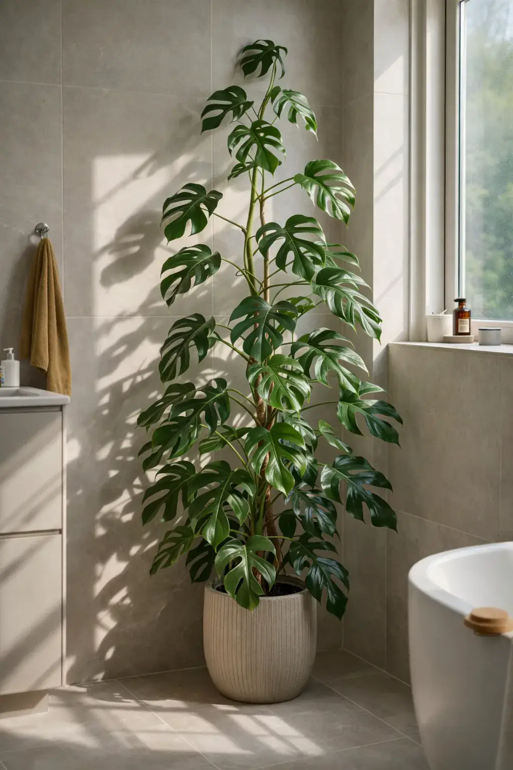 Healthy Mini Monstera (Rhaphidophora tetrasperma) in bright indirect, also known as Mini Monstera