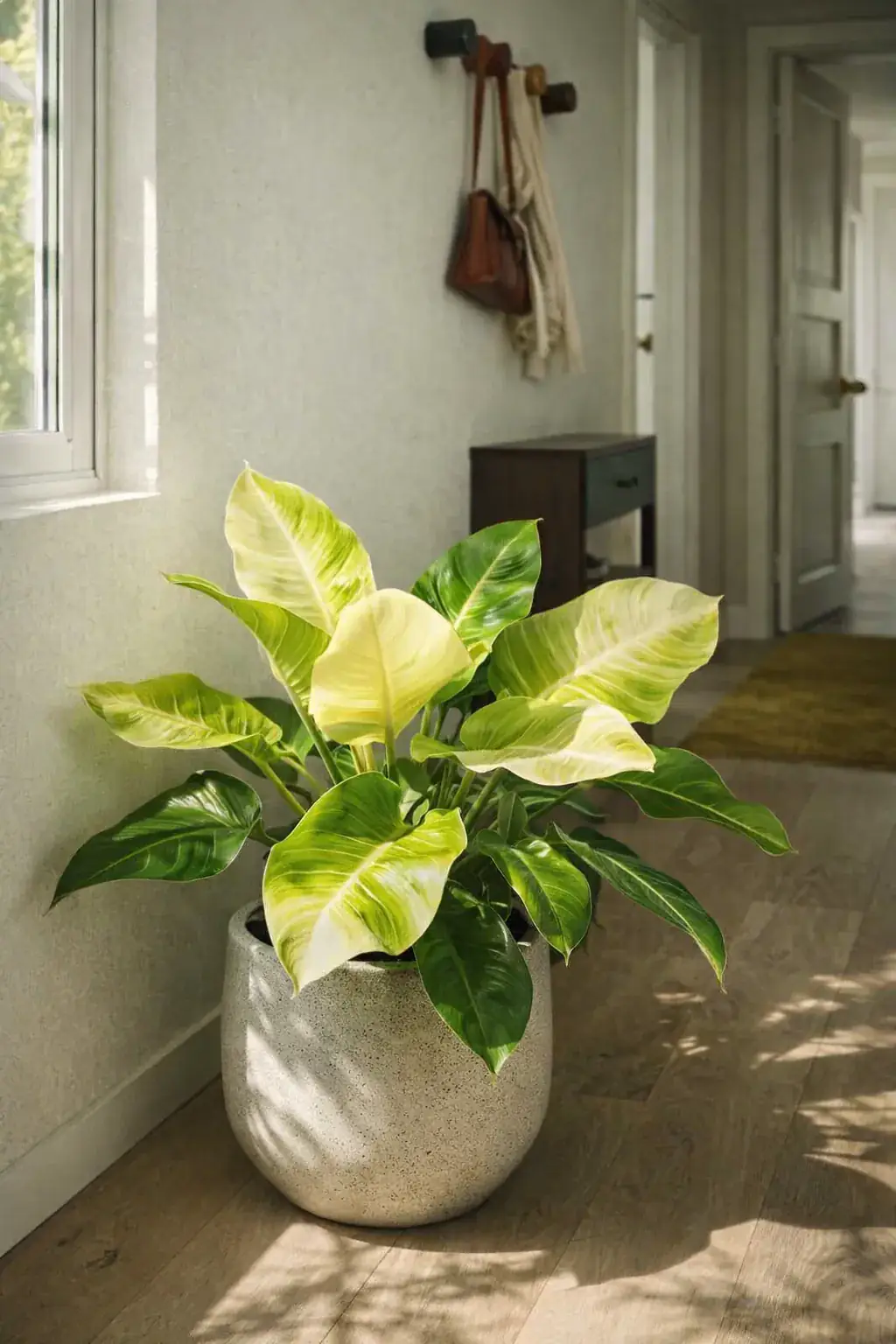 Healthy Moonlight Philodendron (Philodendron 'Moonlight') in bright indirect, also known as Moonlight Philodendron