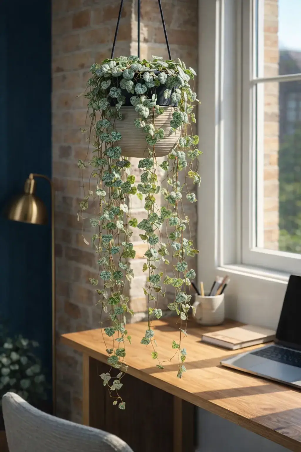 Healthy String of Hearts (Ceropegia woodii) in bright indirect, also known as String of Hearts