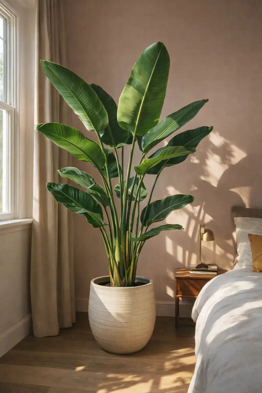 Healthy White Bird of Paradise (Strelitzia nicolai) in direct, also known as White Bird of Paradise